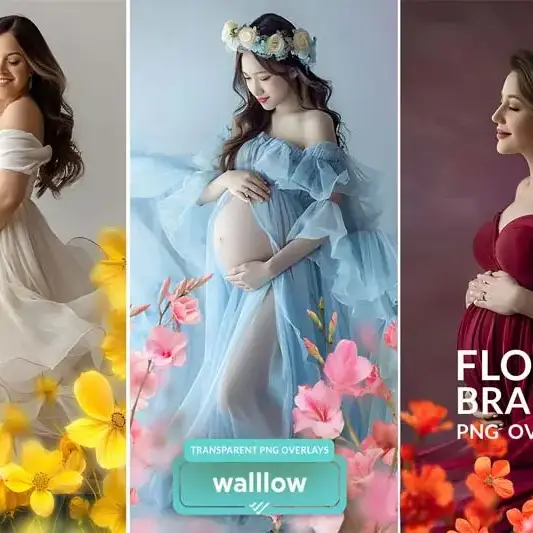 30 superposiciones PNG transparentes de ramas florales de primavera's photo #1